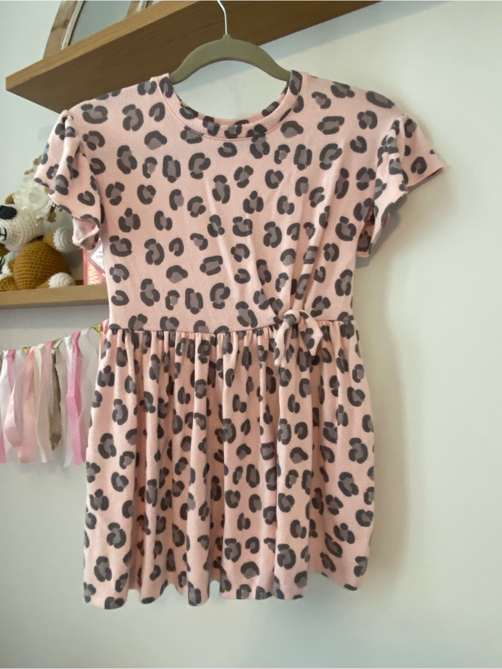 Cat & Jack Pink Leopard-Print Tie-Waist Casual Dress